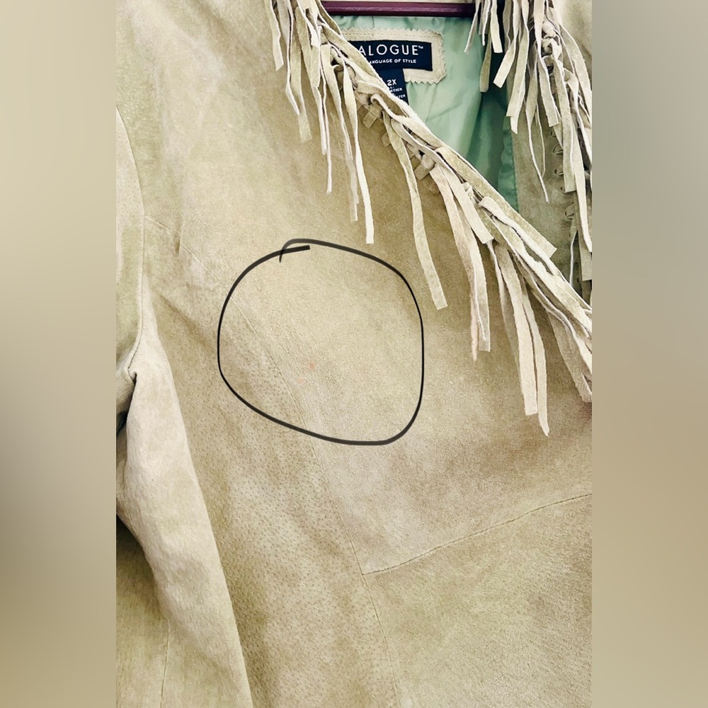 1990s Vintage Suede Fringe Jacket Pistachio Green - Picture 6 of 7